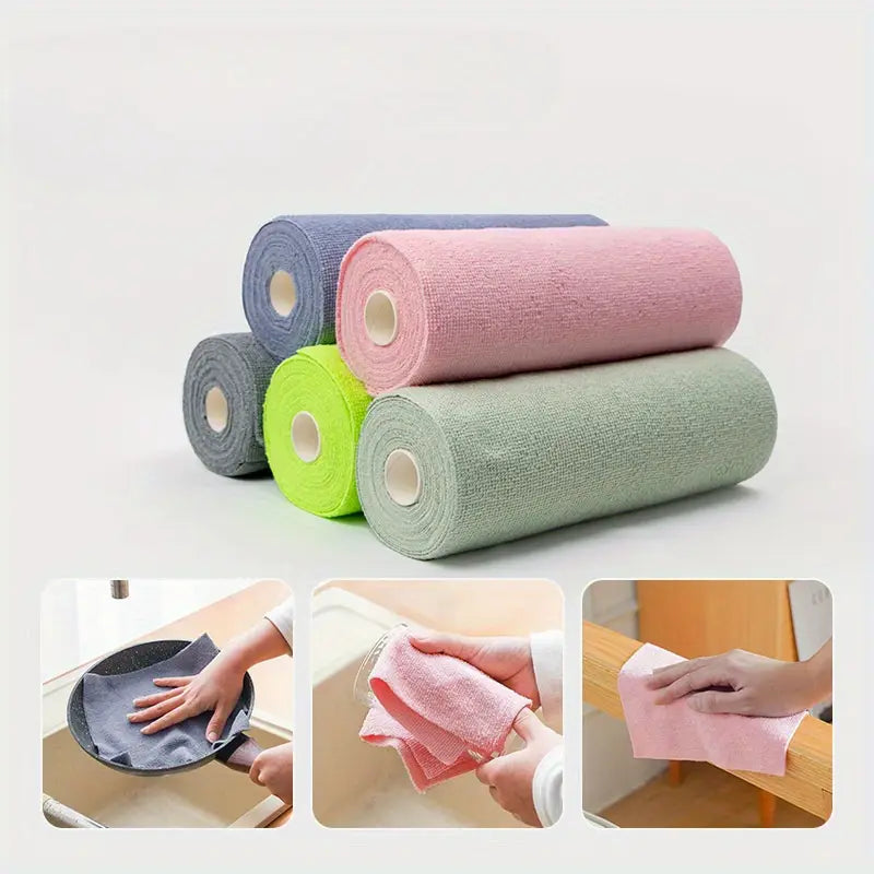 Microfiber Cleaning Cloth Roll (50 Pcs)